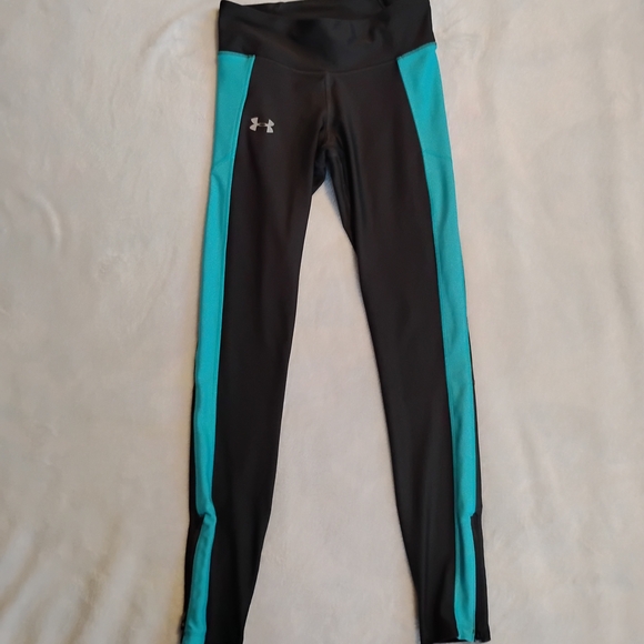Under Armour Compression Black and Teal Active Leggings Size Small - Picture 1 of 6